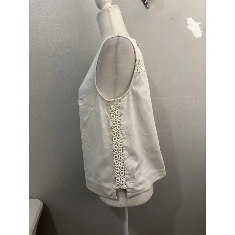 Anthropologie HD in Paris Blouse Embroidered Eyelet Sides Back Zipper Size US8
